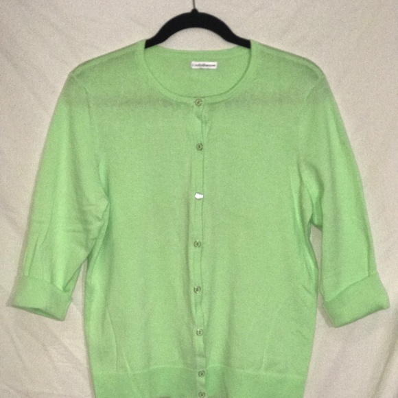Croft & Barrow Lime Green Button Sweater Top - Picture 2 of 4
